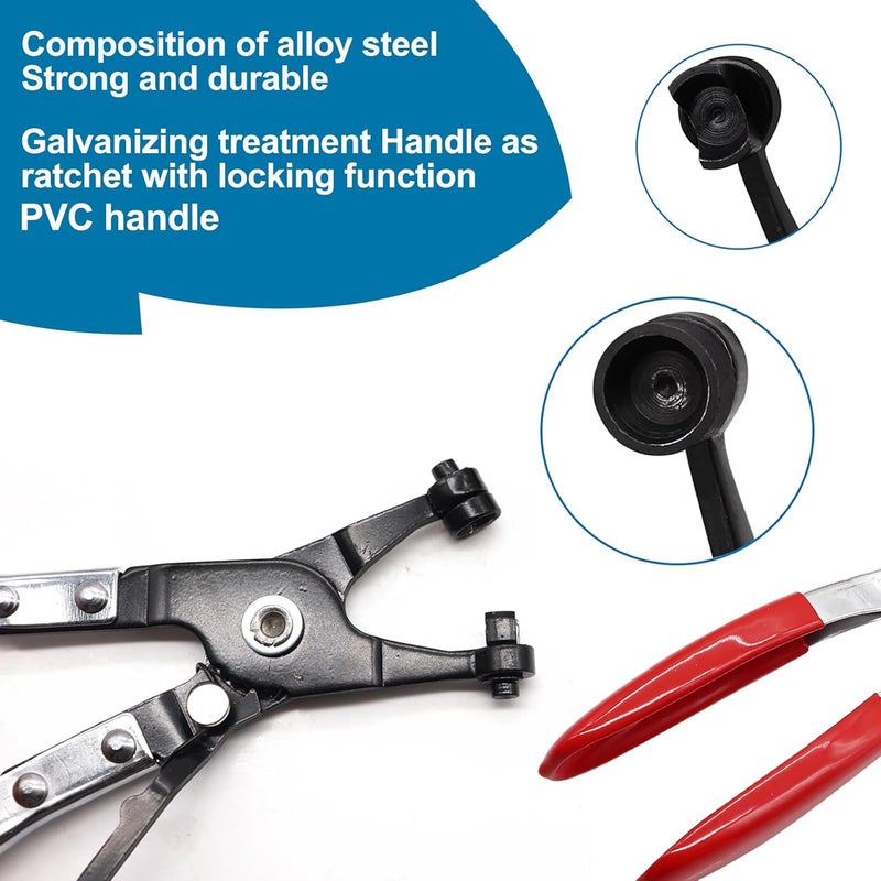 Sunxeke 340Pcs 6-22mm Spring Band Hose Clamps Kit,12 Sizes Spring Pipe Clamps with Swivel Flat Hose Clamp Plier,Low Pressure Air Clip Strap Clamp for Silicone Vacuum Hose Clamp Fuel Line Clamps - Image 5